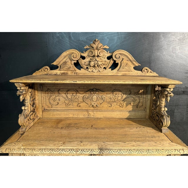19th Century French Carved Oak Buffet, 1860 For Sale - Image 4 of 17