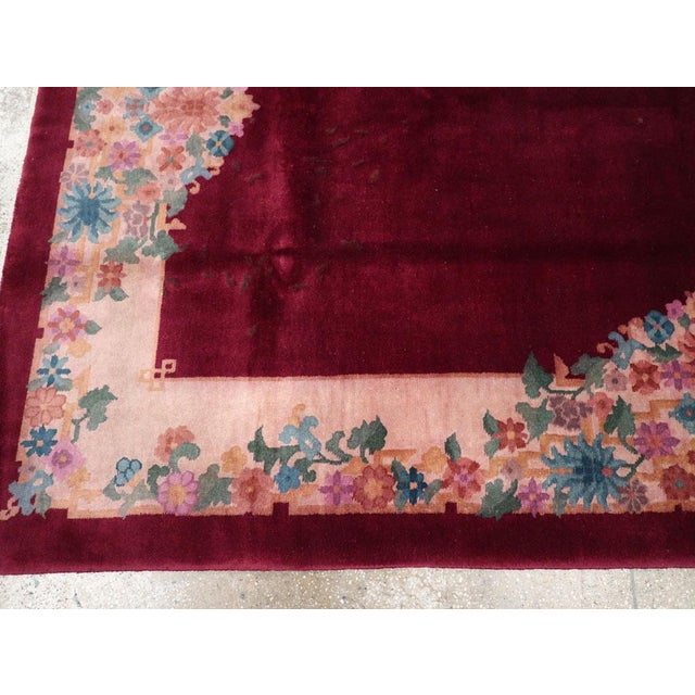 Mid 20th Century Galerie Shabab Collection Mid-20th Century Chinese Art Deco Accent Rug For Sale - Image 5 of 7