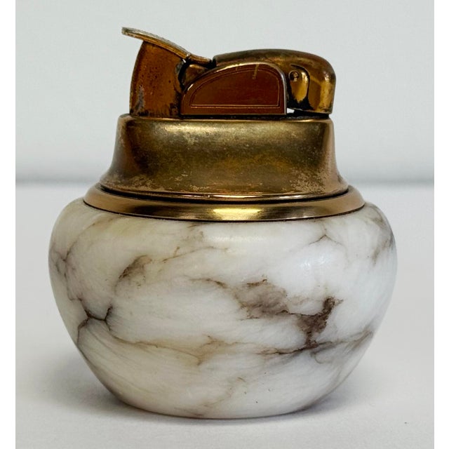 Vintage Italian Marble and Brass Table Top Lighter For Sale - Image 4 of 8