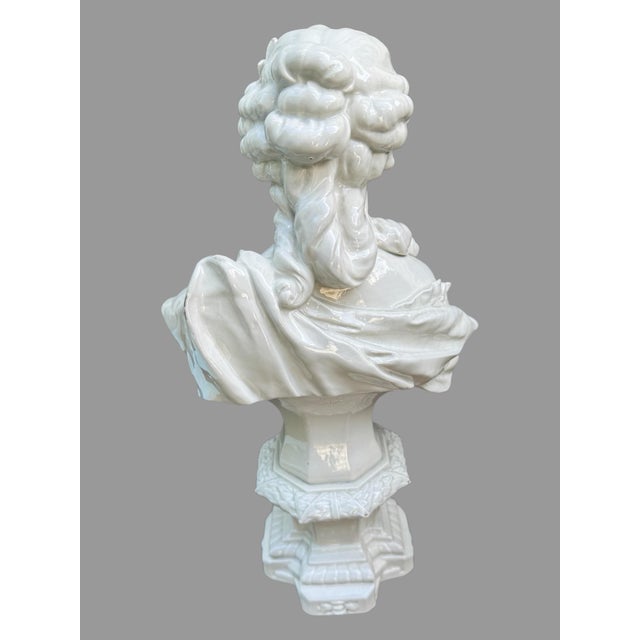 Victorian Antique Victorian 13" Figural Bust Porcelain Statue Madame Le Pompadour For Sale - Image 3 of 12
