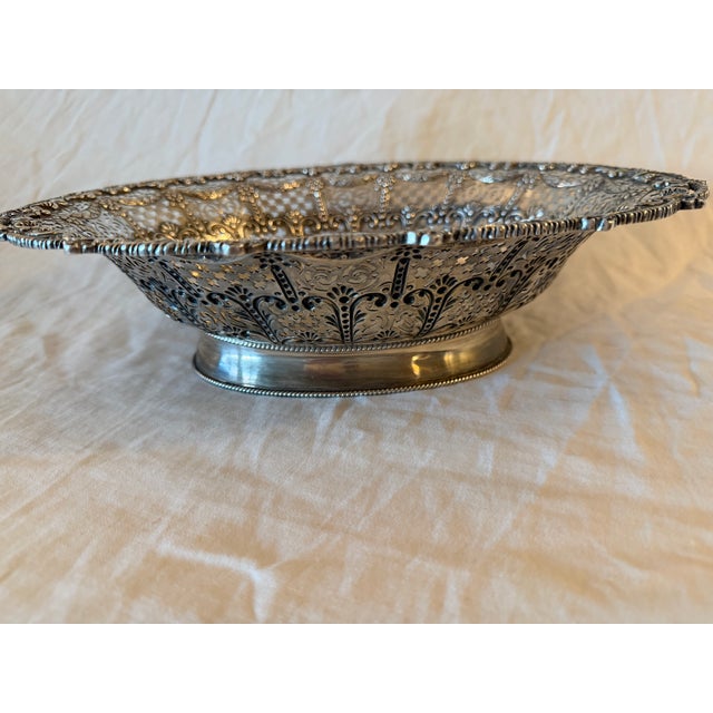 Early 20th Century Antique Crichton Bros. Sterling Silver Oval Basket Bowl 920g For Sale - Image 5 of 10