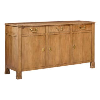 Baker Walnut and Brass Buffet Credenza For Sale