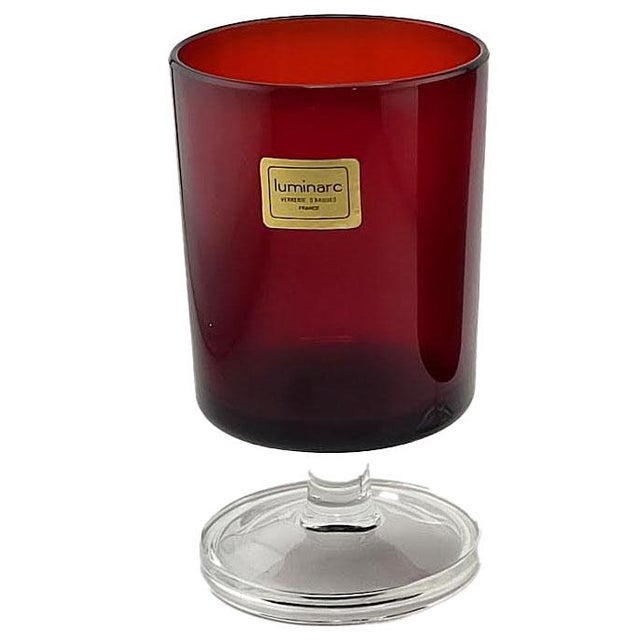 Mid-Century Modern Vintage 70's Luminarc Red Cordial/Wine Glasses - Made in France For Sale - Image 3 of 4