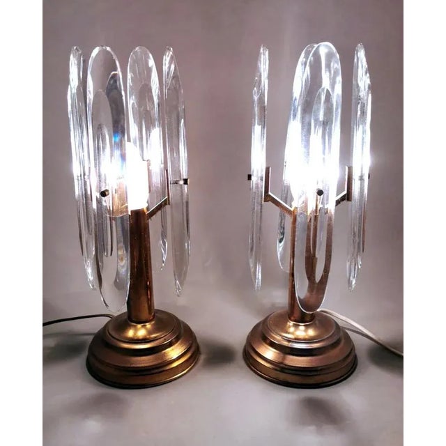 Metal Italian Table Lamps in Brass and Crystal by Sciolari Gaetano, 1970s, Set of 2 For Sale - Image 7 of 13