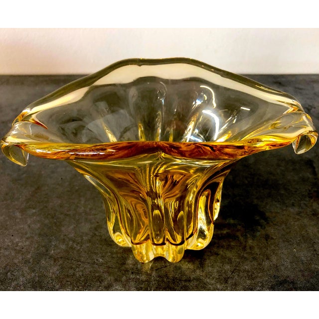 Murano Glass Waterfall Vase Pale Yellow Chairish