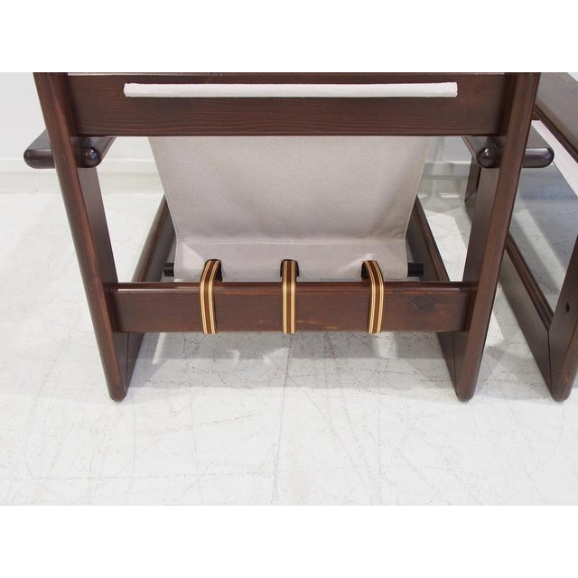 Set of Midcentury Brazilian Walnut and Canvas Armchairs, 1960s For Sale - Image 9 of 18