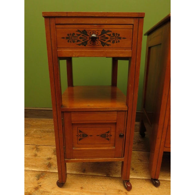 English Stencilled Chest of Drawers and Bedside Chest, 1890s, Set of 2 For Sale - Image 18 of 18