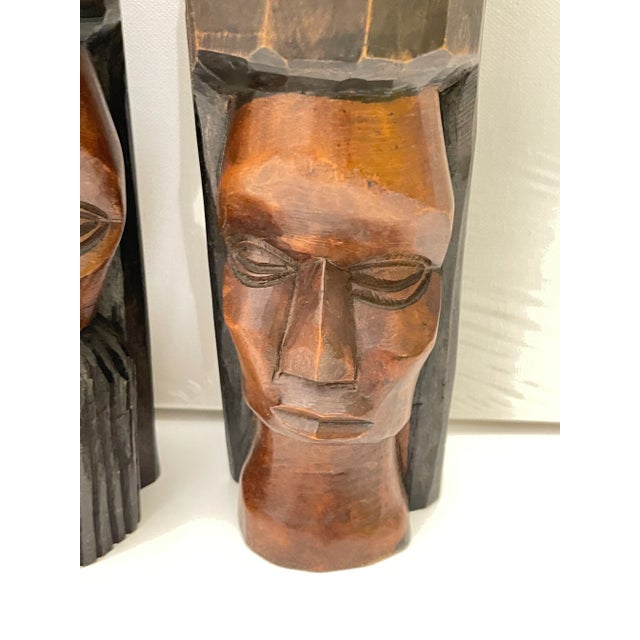 Mid 20th Century African Tribal Wood Sculptures - Pair of 2 For Sale - Image 5 of 7