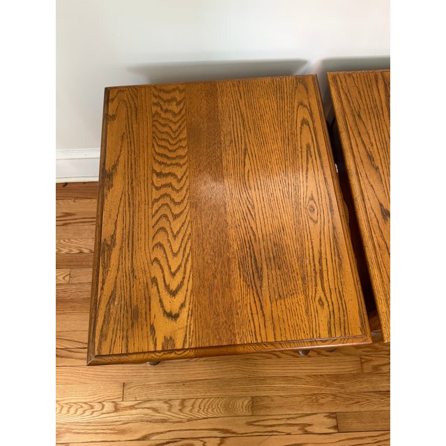 Brown Late 20th Century Broyhill Oak Queen Anne Side Tables For Sale - Image 8 of 16