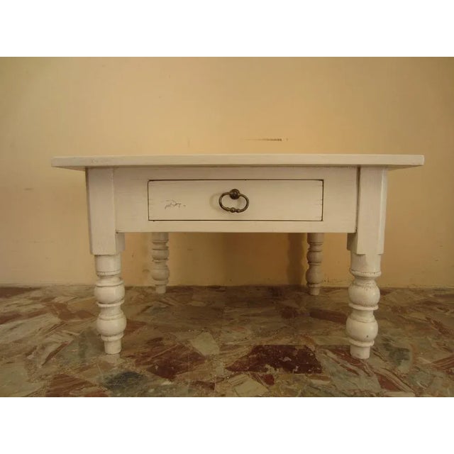 Wood Coffee Table with Drawer, 1980s For Sale - Image 7 of 7