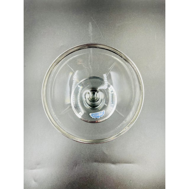 Vintage Silver City Glass Company Sleek Silver Trim Compote For Sale In Los Angeles - Image 6 of 10