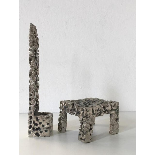 Silver Urano Palma, Post-Modern Abstract Sculptures, 1980, Chromed Bronze, Set of 2 For Sale - Image 8 of 14