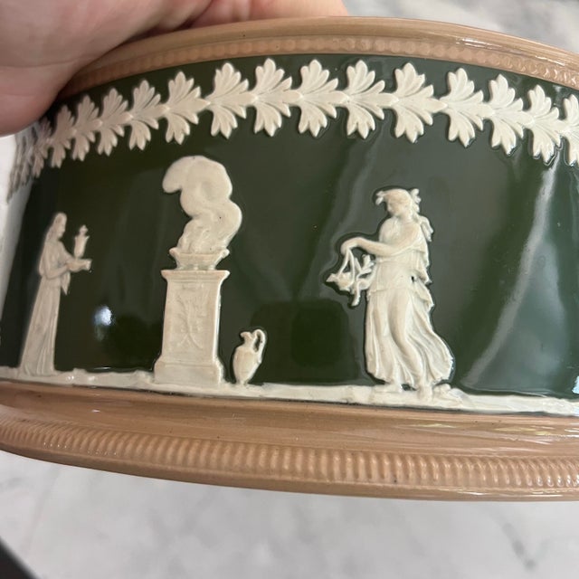 Copeland Late Spode Large Dark Green + Beige jasperware Planter or bowl c.1890- 1900 This is an absolute beauty, hefty,...