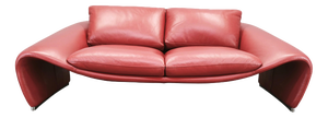 Italian Red Leather Sofa by Divanotti, Postmodern, 1990s