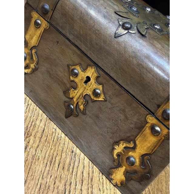 Victorian Brass Decorated Tea Caddy For Sale - Image 12 of 13