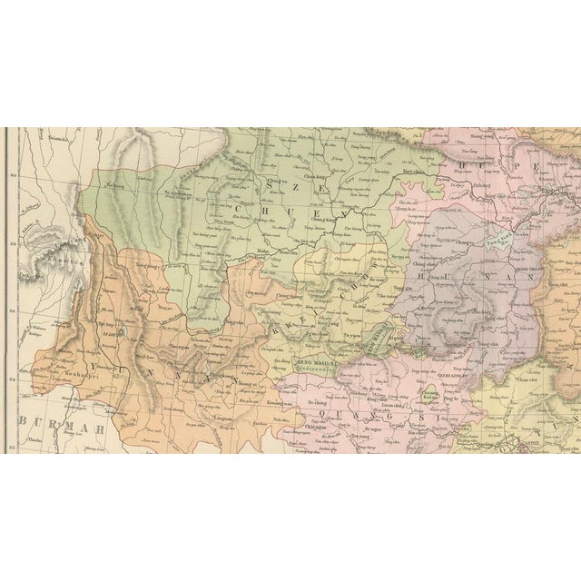 Antique Map of China with Provinces and Treaty Ports Blacks Atlas, 1884 For Sale - Image 10 of 11