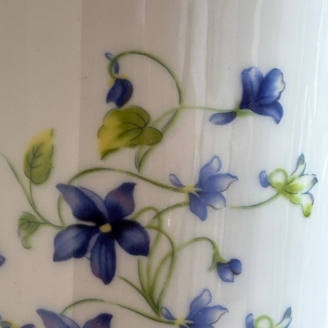 Vintage Porcelain Trumpet Vase W/ Blue Bellflower Motif For Sale - Image 4 of 18