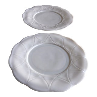 Vintage White Opalescent Salad Plates- Set of 2 For Sale