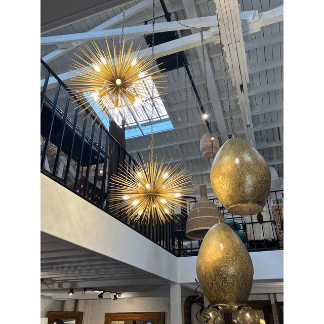 2020s Luma Brass Sunburst Mid-Century Modern Chandelier For Sale - Image 5 of 5