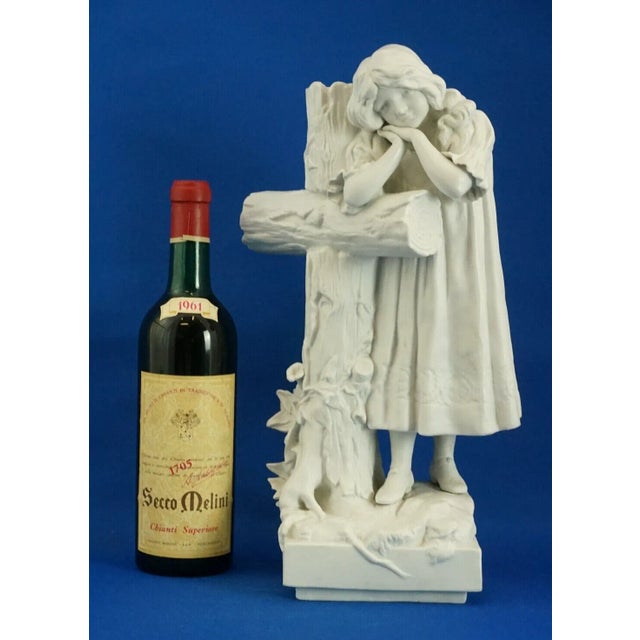 Large 20th Century Biscuit Porcelain Sculpture of a Little Girl Praying on a Cross from Betoule Et Cie, Limoges, France For Sale - Image 9 of 18