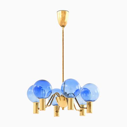 Ceiling Lamp with Blue Glass Globe from Hans-Agne Jakobsson, 1960s For Sale - Image 12 of 12