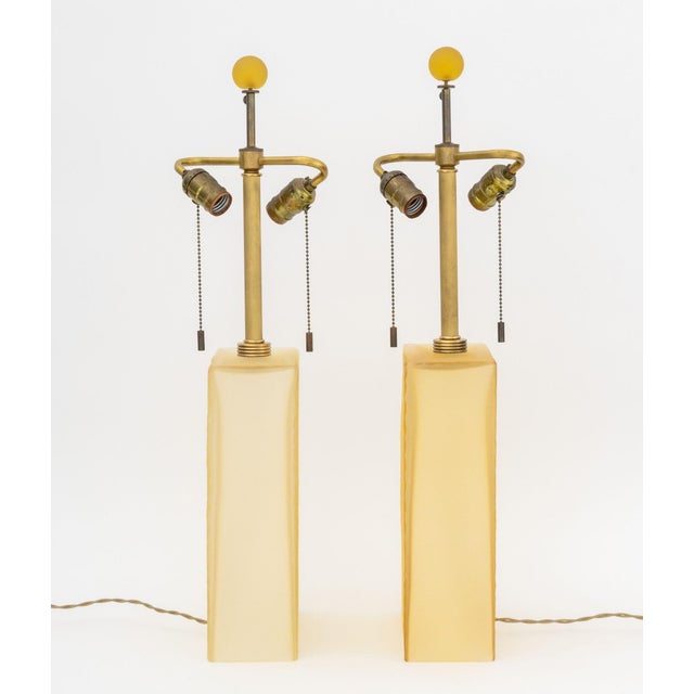 Glass Pair of John Hutton for Donghia Increspato Murano Glass Lamps For Sale - Image 7 of 8