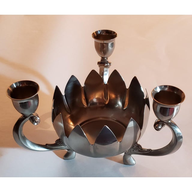 Vintage Leonard Silver Plate Lotus Flower Bowl & Candle Holder Chairish