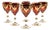 Vintage Italian Ruby Red Crystal Wine Goblets with 24k Gold Neoclassical Garlands by Interglass, 1980s, Set of 6 For Sale
