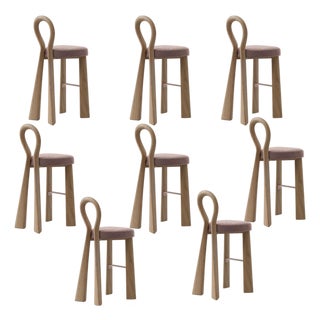 Mary III Bar Chairs in Wood by Ottiu, Set of 8 For Sale