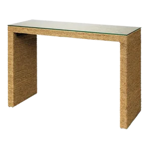 Jamie Young Captain Seagrass & Glass Console Table