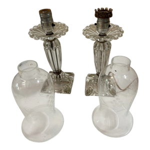 Pair of 1970s Glass Table Lamps With Glass Shades
