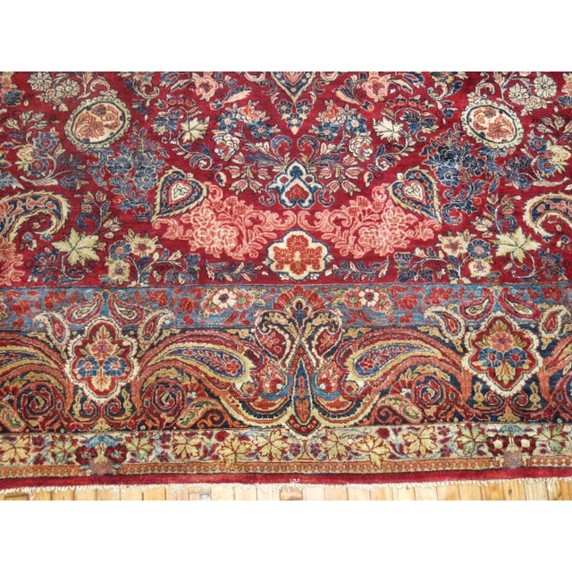 Textile Antique Square Persian Sarouk Rug For Sale - Image 7 of 9