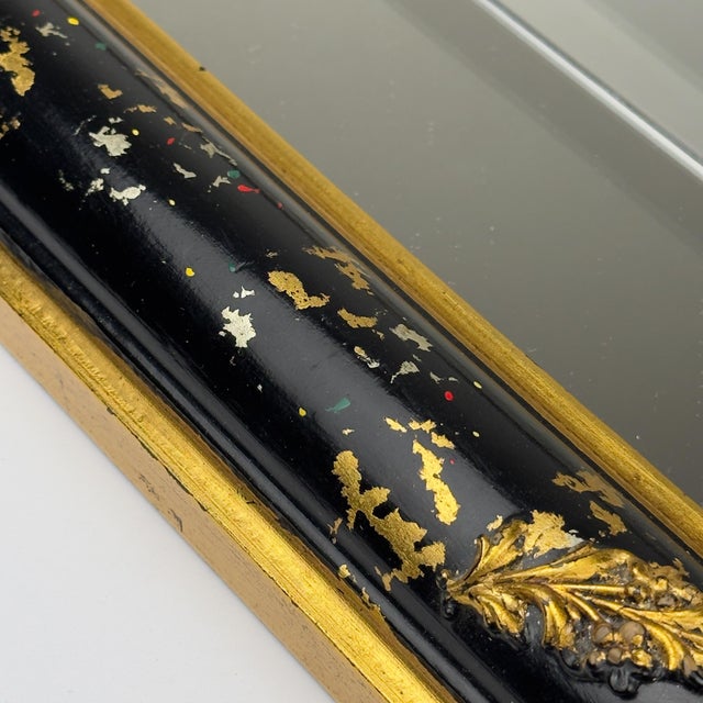 Vintage Venetian Chinoiserie Black and Gold Painted Wall Mirror, Italy, 1950s For Sale - Image 14 of 18
