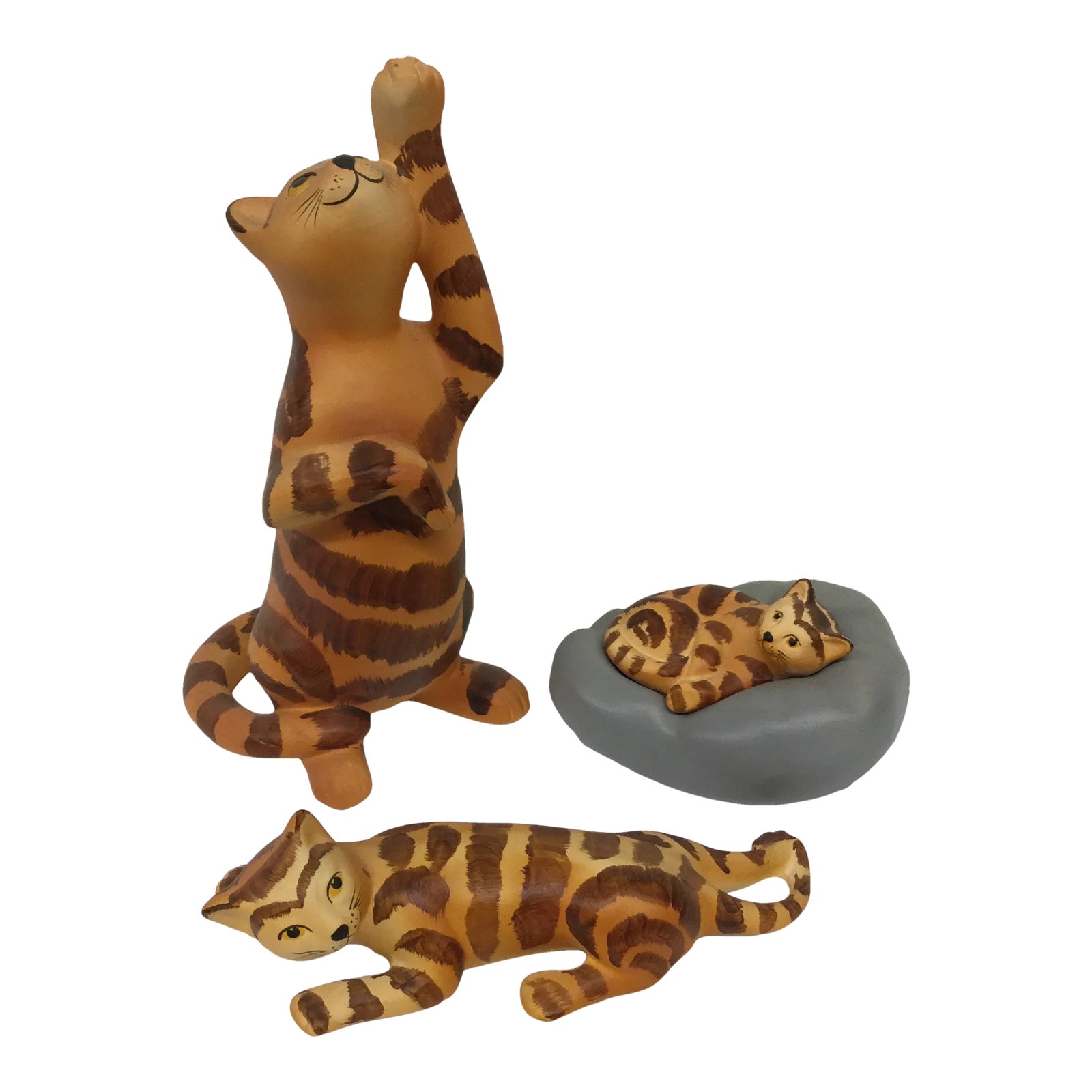 Devon Ceramics England Tiger Cat Family | Chairish