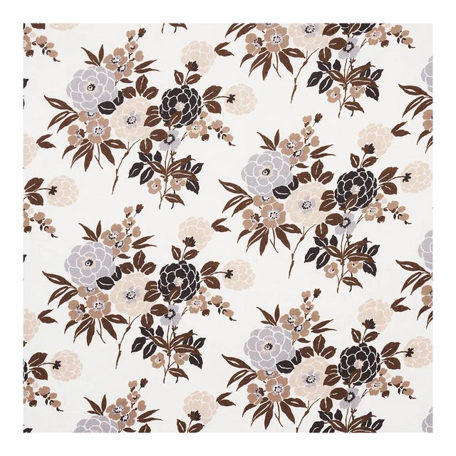 Sample - Schumacher Valentina Floral Fabric in Brown For Sale