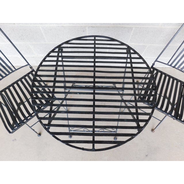 Vintage French Style Wrought Iron Outdoor Dining Bistro 3 Piece Set "A" For Sale - Image 4 of 14