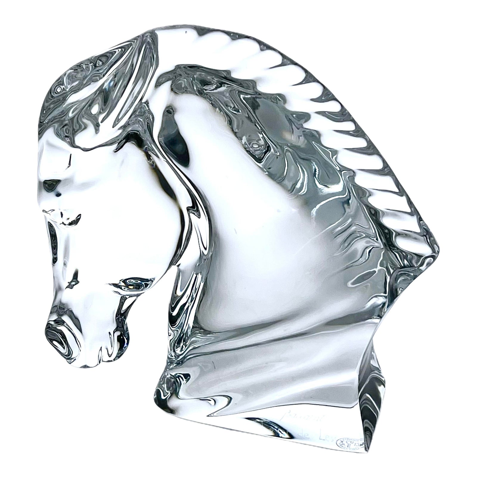 1980s Baccarat Art Crystal Horse Head by Tauni De Lesseps | Chairish