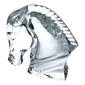 1980s Baccarat Art Crystal Horse Head by Tauni De Lesseps