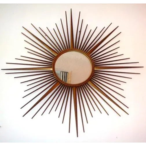Circa 1960's sunburst French mirror from Vallauris (on the French Riviera). "Miroir Sorciere"signed CHATY. Original...