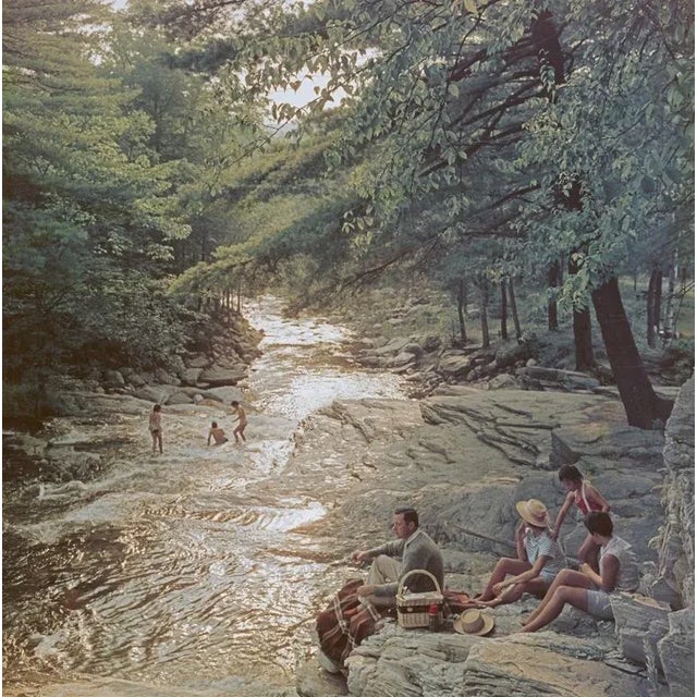 Campbell falls picnic (1959) limited estate stamped - grande xl (photo by slim aarons) a family enjoy a picnic on the bank...