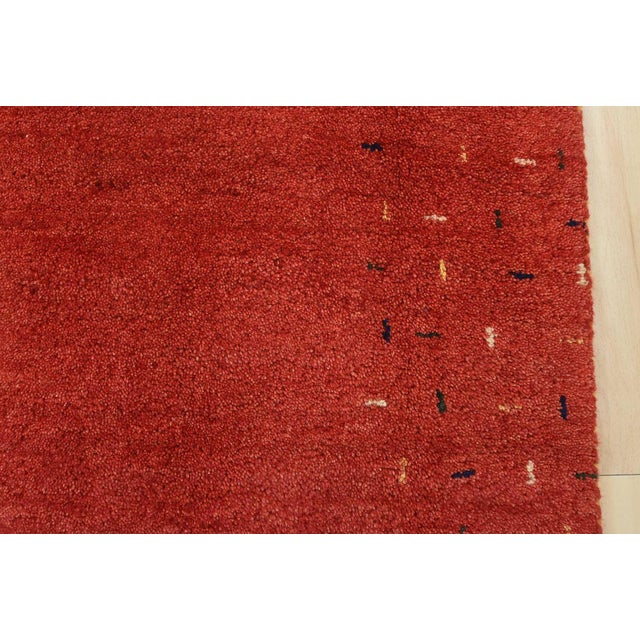 Red Gabbeh Rug 3′ X 5’2” Red Wool Contemporary Hand-Knotted Carpet For Sale - Image 8 of 12