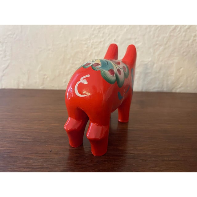 1960s 1960s Swedish Folk Wooden Dala Pig, Hand Painted For Sale - Image 5 of 7