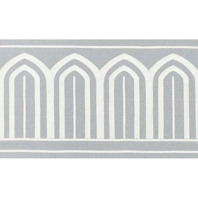 Contemporary Sample - Schumacher X Miles Redd Arches Embroidered Tape Wide in Sky For Sale - Image 3 of 3