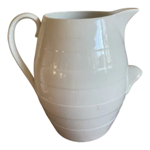 Large White Antique Water Pitcher