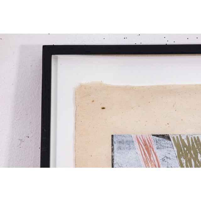 A contemporary woodcut on rice paper by Clinton Hill. Hand signed in pencil and dated '88 on the bottom right. A minimal...
