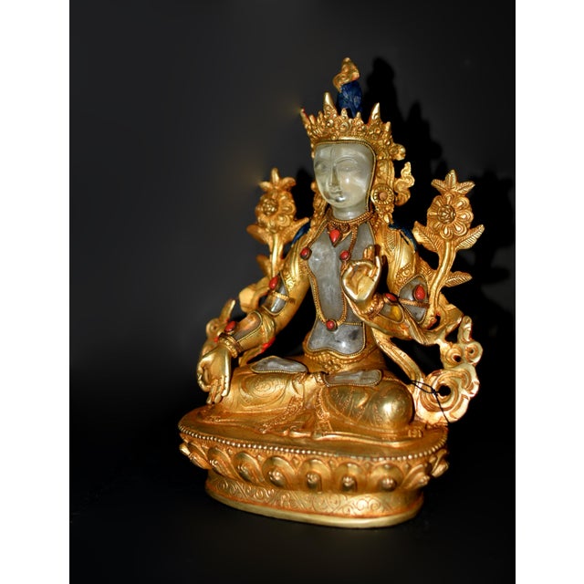 Metal Rock Crystal White Tara Gilt Bronze Tibetan Authenticity Seal For Sale - Image 7 of 18