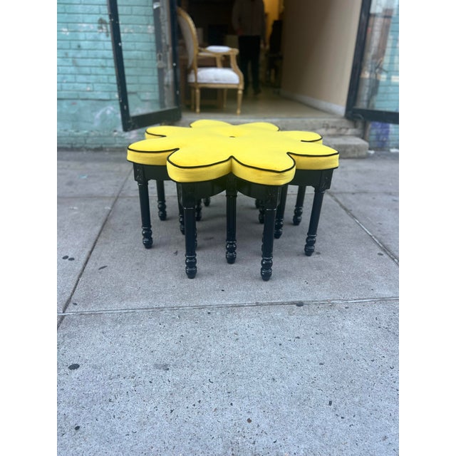 1960s 1960s Vintage Big Yellow Star Ottoman For Sale - Image 5 of 8