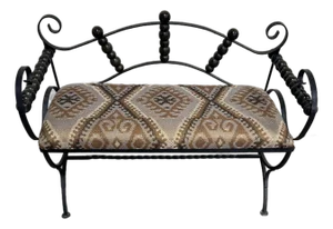 Boho Scrolled Iron Stagecoach Style Bench
