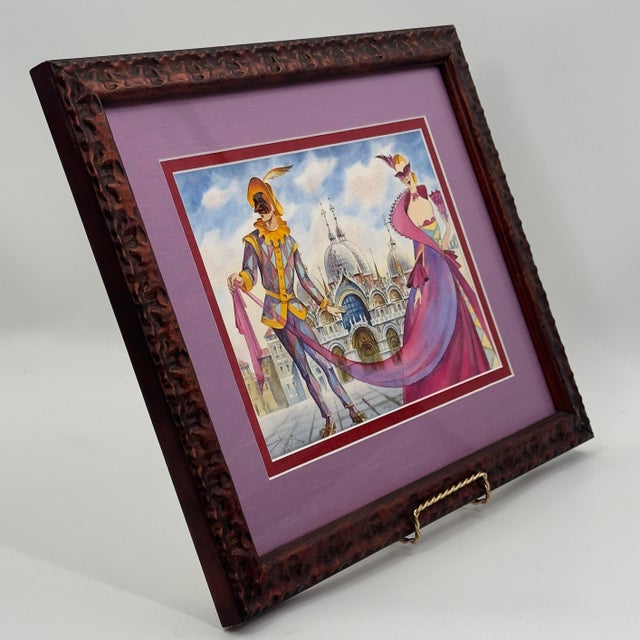 Original Watercolor Painting Venice Carnival St. Mark’s Square Italy For Sale - Image 9 of 12