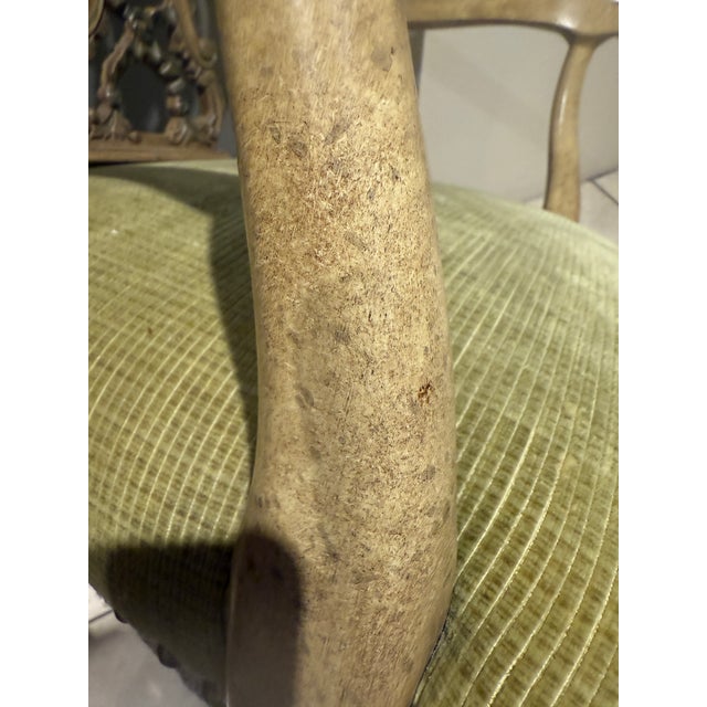 Late 20th Century Chinese Chippendale Arm Chair Hand Painted For Sale - Image 5 of 18